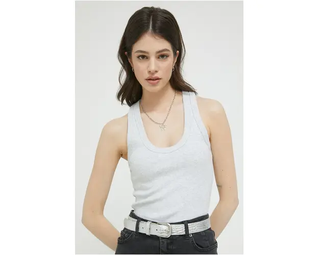 Abercrombie & Fitch top femei, culoarea gri