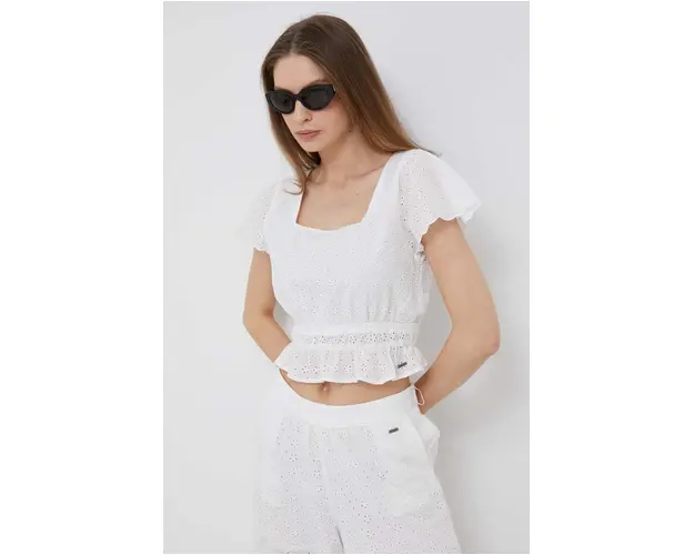 Pepe Jeans top din bumbac Artemis culoarea alb
