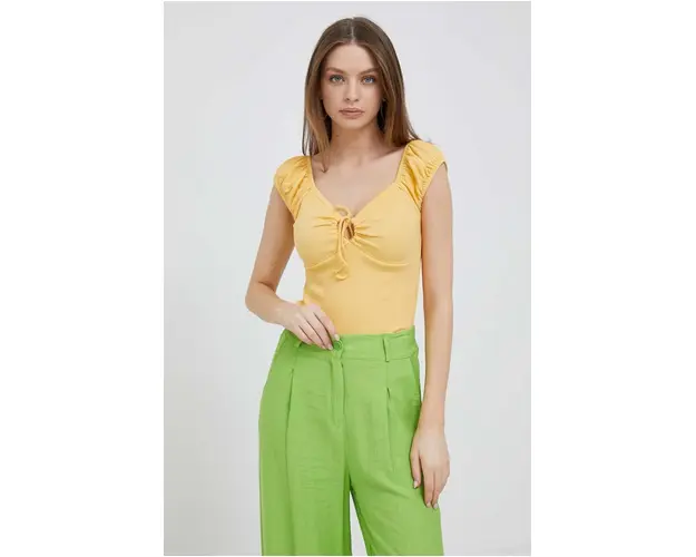 Pepe Jeans tricou Octa femei, culoarea portocaliu, decolteu spaniol