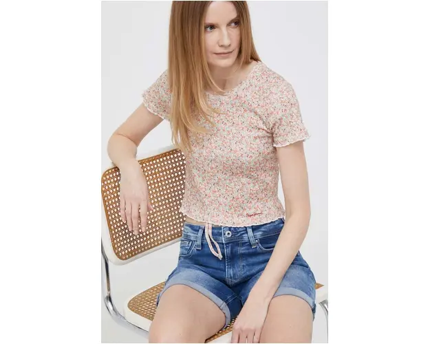 Pepe Jeans tricou din bumbac culoarea portocaliu