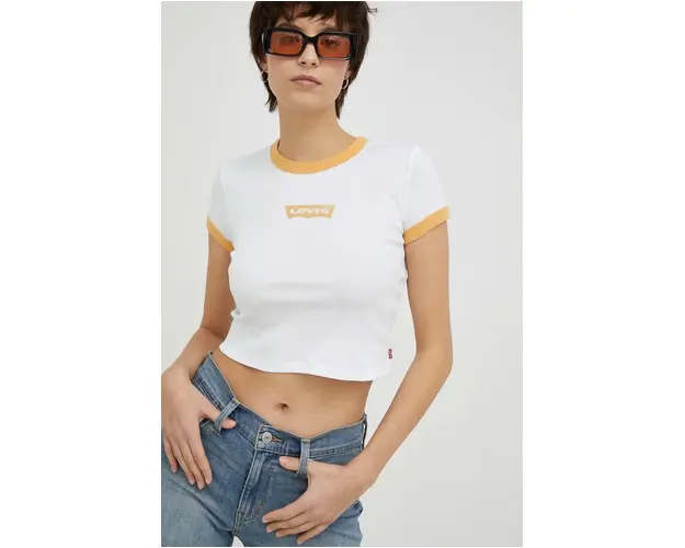 Levi's tricou din bumbac culoarea alb