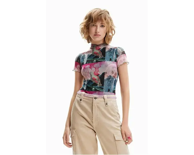 Desigual tricou femei, cu turtleneck