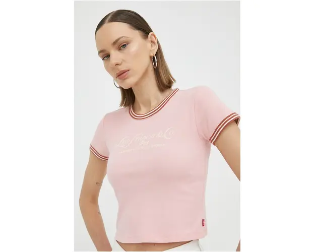 Levi's tricou din bumbac culoarea roz