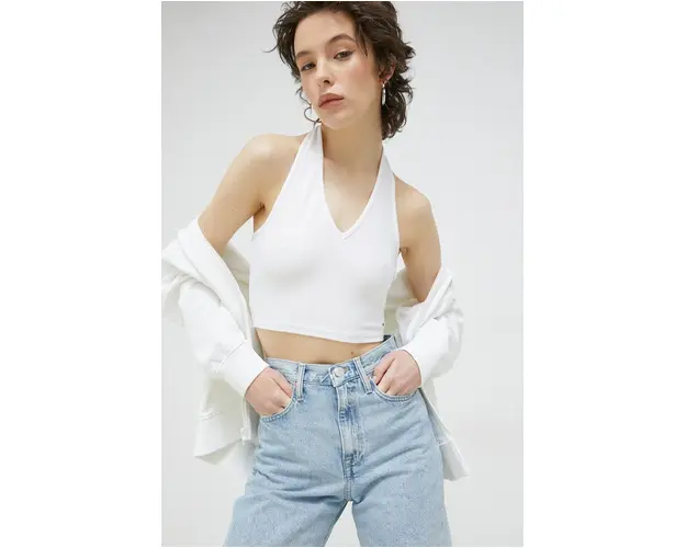 Tommy Jeans top femei, culoarea alb