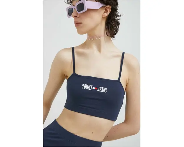 Tommy Jeans top femei, culoarea albastru marin