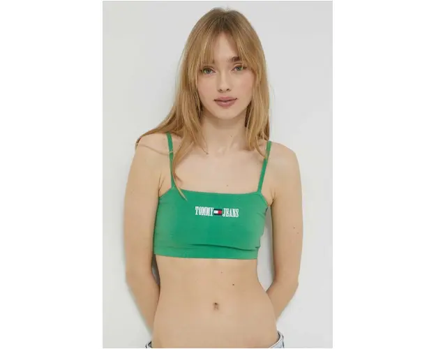Tommy Jeans top femei, culoarea verde