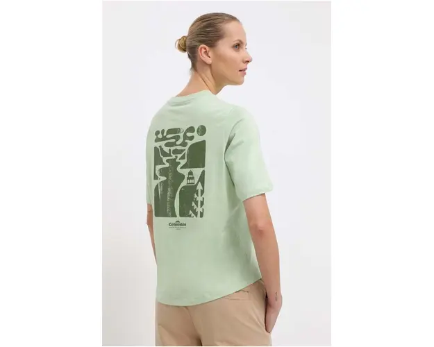 Columbia tricou din bumbac North Cascades femei, culoarea verde 2036593