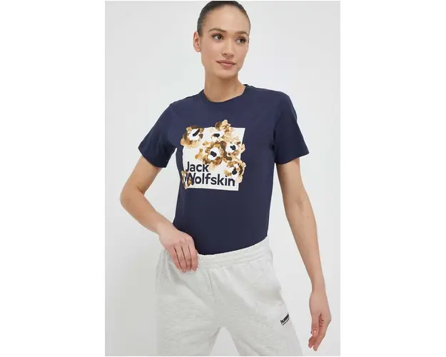 Jack Wolfskin tricou din bumbac 10 culoarea albastru marin