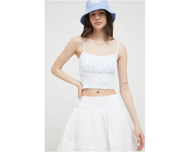 Hollister Co. top femei, culoarea alb