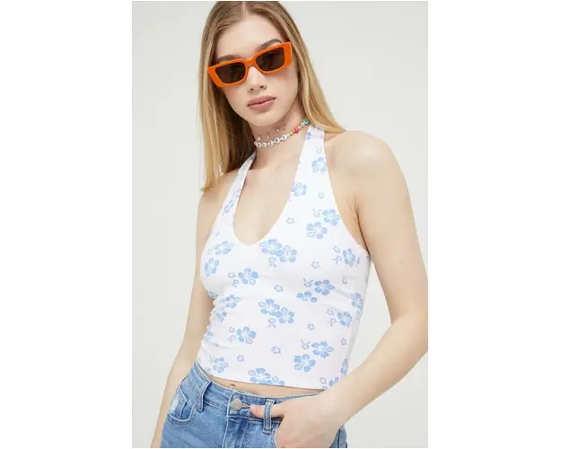 Hollister Co. top femei, culoarea alb