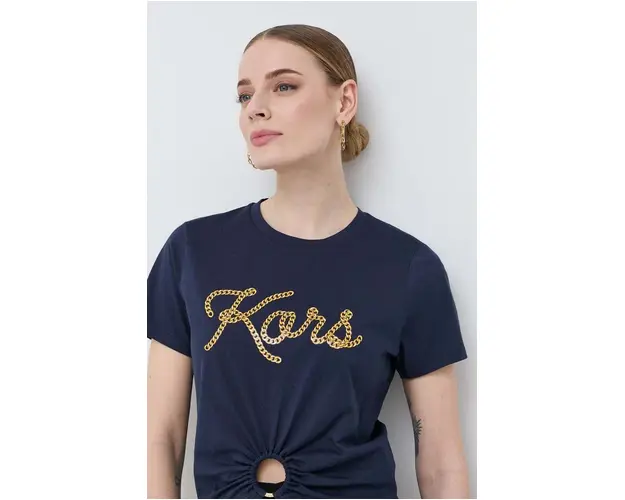 MICHAEL Michael Kors tricou din bumbac culoarea albastru marin