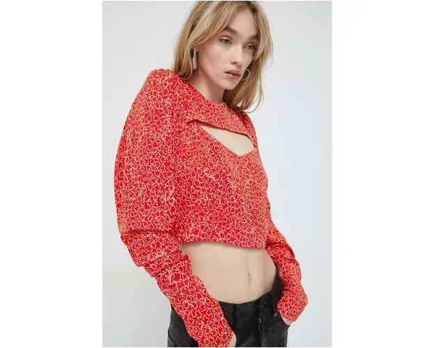 Rotate bluza femei, culoarea rosu, modelator