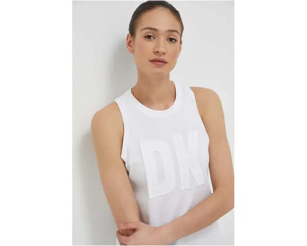 Dkny top din bumbac culoarea alb