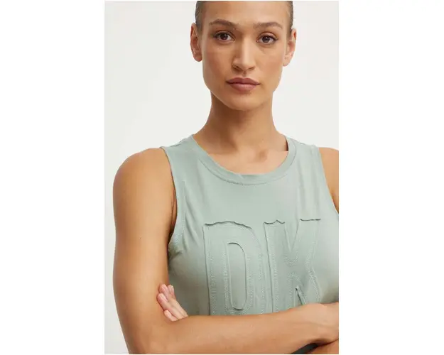Dkny top din bumbac culoarea verde