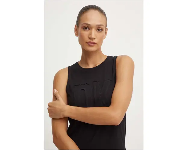 Dkny top din bumbac culoarea negru