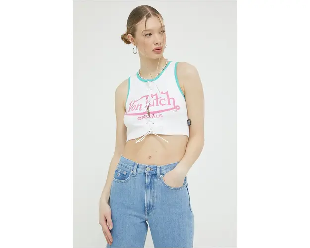 Von Dutch top femei, culoarea alb