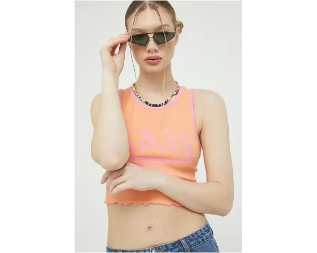 Von Dutch top femei, culoarea portocaliu