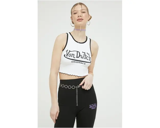 Von Dutch top femei, culoarea alb