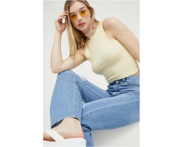 Hollister Co. top femei, culoarea galben