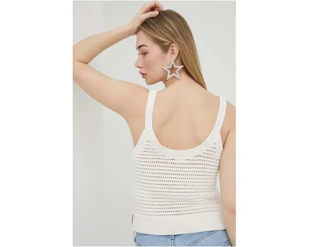 Abercrombie & Fitch top din bumbac culoarea bej