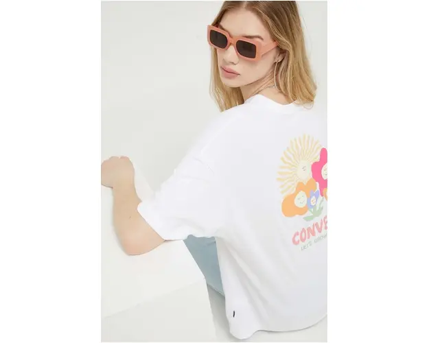 Converse tricou din bumbac culoarea alb