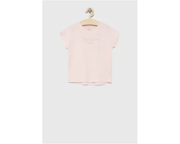 Pepe Jeans tricou de bumbac pentru copii Nuria culoarea roz