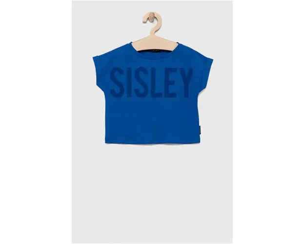 Sisley tricou de bumbac pentru copii culoarea albastru marin