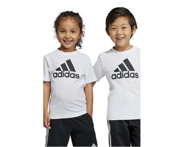 Adidas tricou de bumbac pentru copii LK BL CO culoarea alb, cu imprimeu