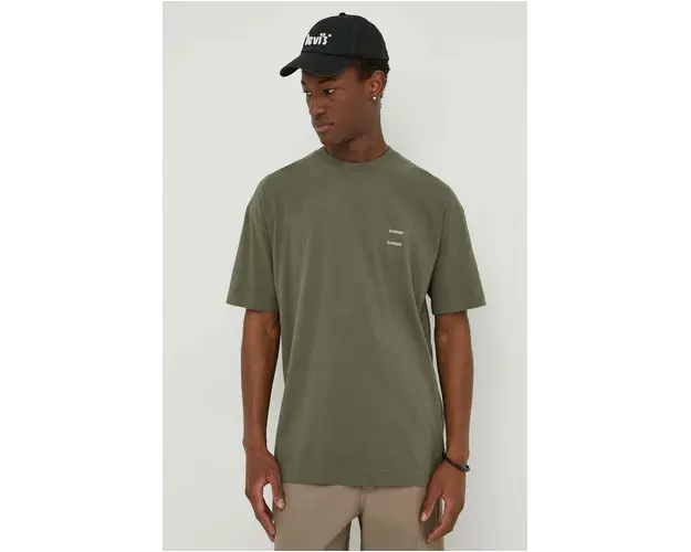 Samsoe Samsoe tricou din bumbac barbati, culoarea bej, neted
