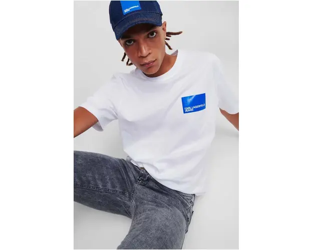 Karl Lagerfeld Jeans tricou din bumbac culoarea alb, cu imprimeu