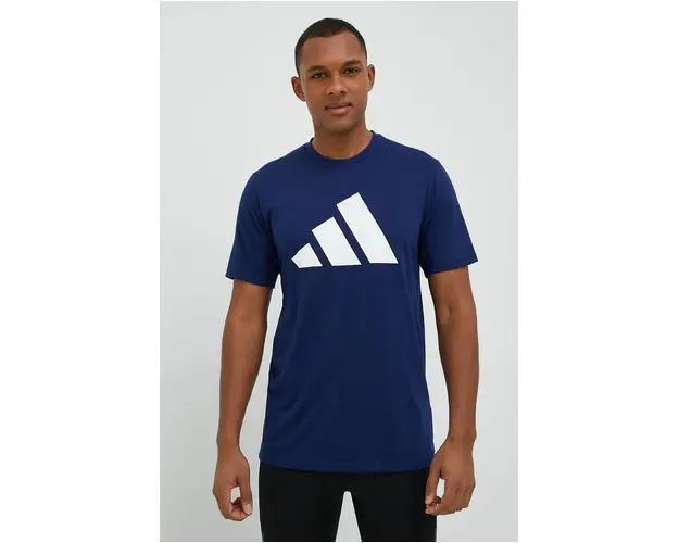 Adidas Performance tricou de antrenament Training Essentials culoarea albastru marin, cu imprimeu