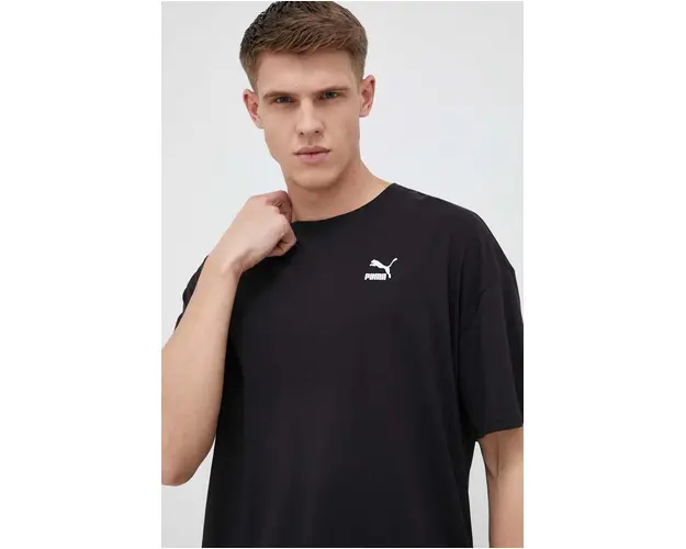 Puma tricou din bumbac culoarea negru, uni 538070-88