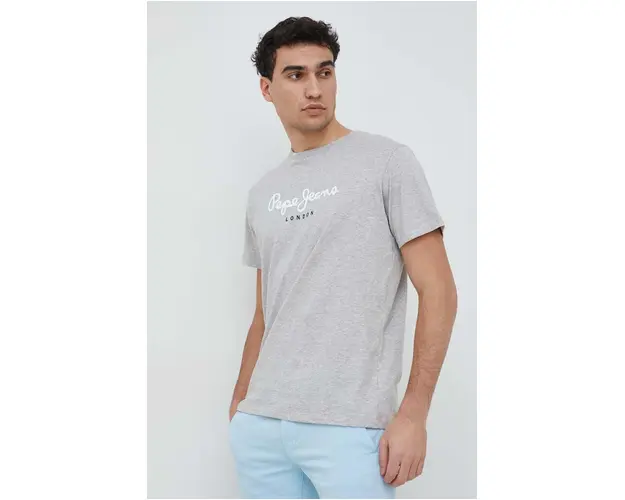 Pepe Jeans tricou din bumbac Eggo culoarea gri, cu imprimeu