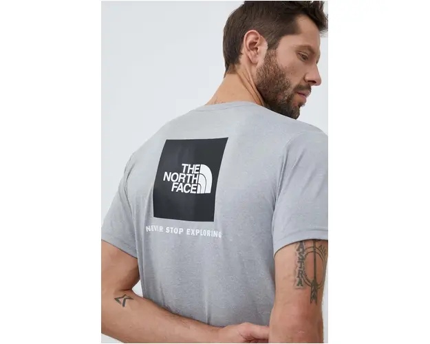 The North Face tricou sport Reaxion culoarea gri, cu imprimeu