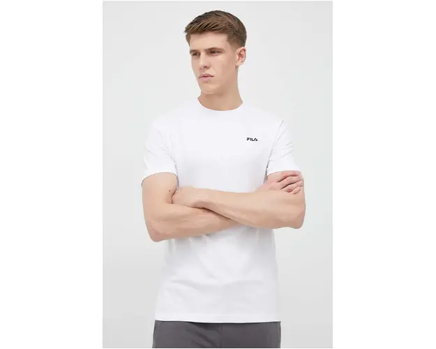 Fila tricou din bumbac culoarea alb, neted