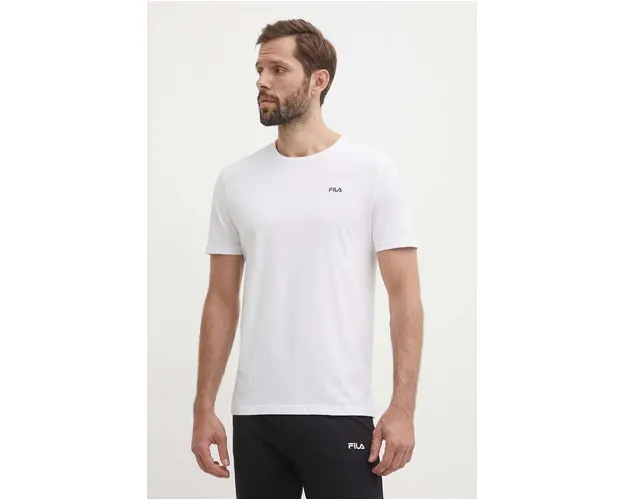 Fila tricou din bumbac 2-pack culoarea alb, neted