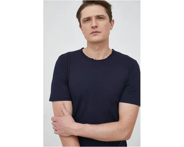 United Colors of Benetton tricou din bumbac culoarea albastru marin, neted