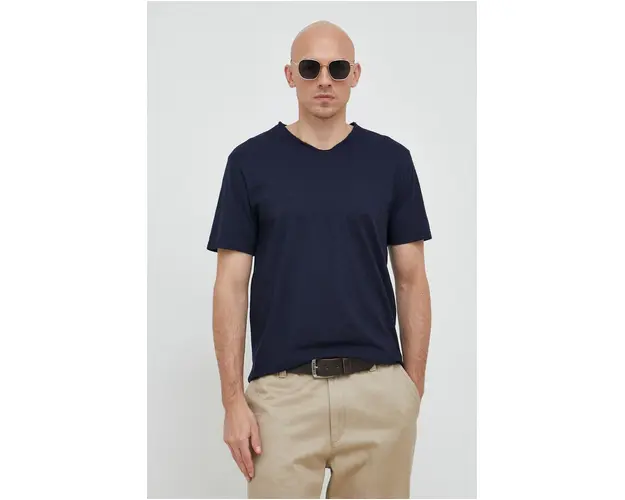 United Colors of Benetton tricou din bumbac culoarea albastru marin, neted