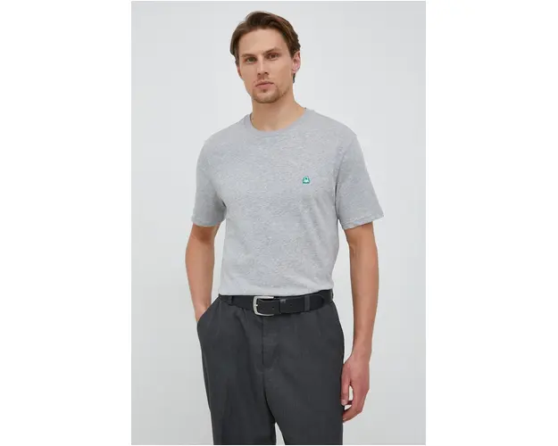 United Colors of Benetton tricou din bumbac culoarea gri, neted