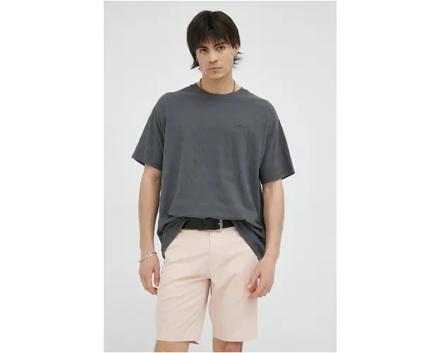 Levi's tricou din bumbac culoarea gri, neted