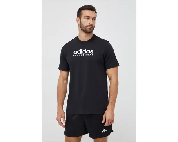 adidas tricou din bumbac culoarea negru, cu imprimeu