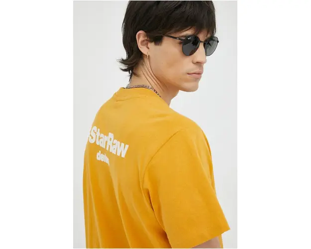 G-Star Raw tricou din bumbac culoarea portocaliu, cu imprimeu
