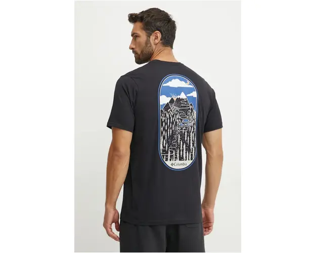 Columbia tricou din bumbac culoarea negru, modelator