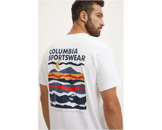 Columbia tricou din bumbac culoarea alb, modelator