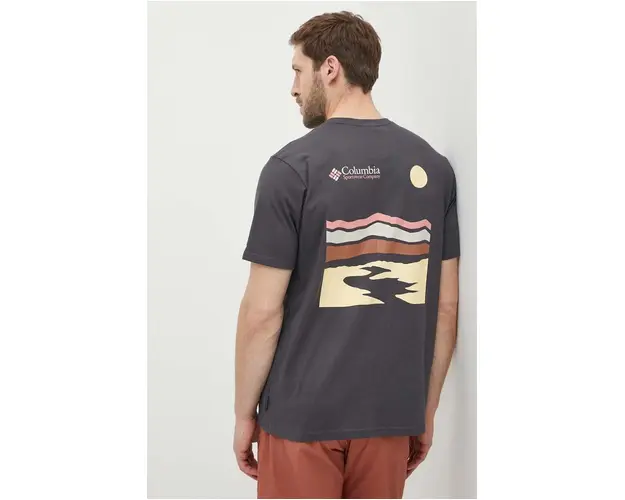 Columbia tricou din bumbac Explorers Canyon culoarea gri, cu imprimeu 2036451