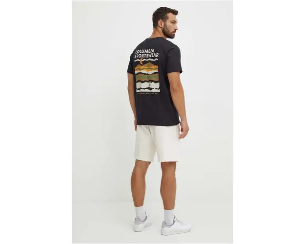 Columbia tricou din bumbac culoarea negru, modelator