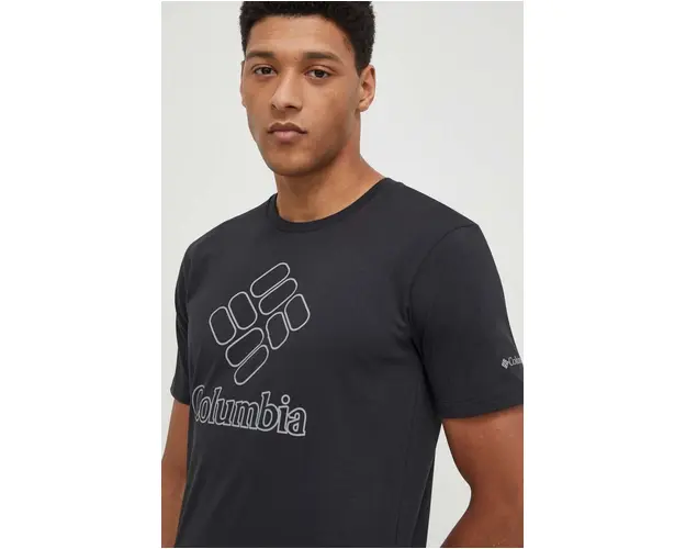 Columbia tricou sport Pacific Crossing II culoarea negru, cu imprimeu 2036472
