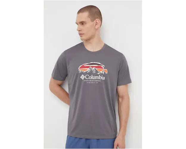 Columbia tricou sport Columbia Hike culoarea gri, cu imprimeu