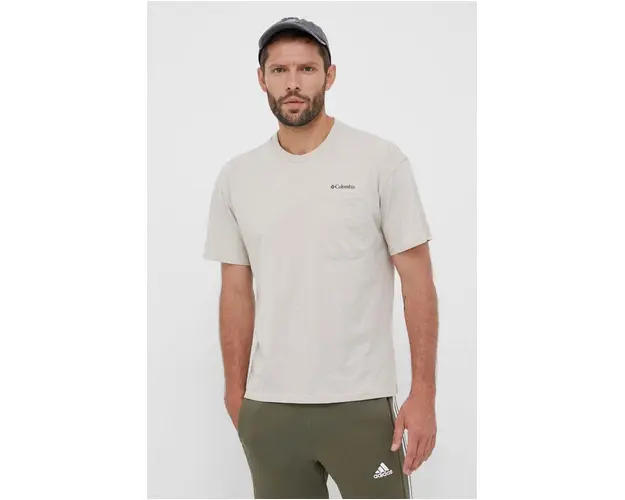 Columbia tricou din bumbac culoarea bej, uni 2037491-278