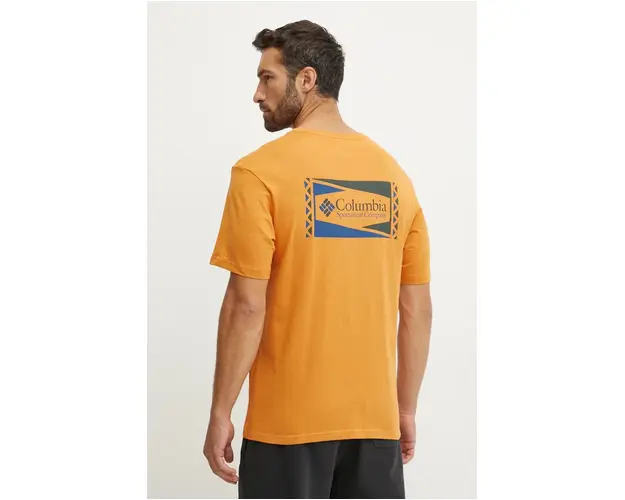 Columbia tricou din bumbac culoarea portocaliu, cu imprimeu